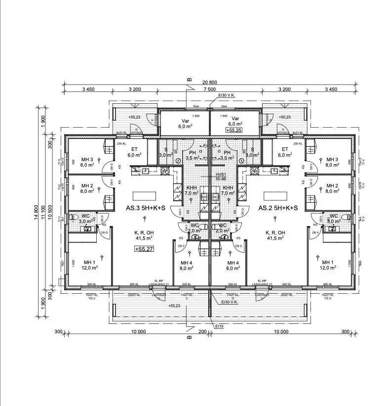 Saaristonkuja 7B ja C Veikkola, pohjakuva 105 m²